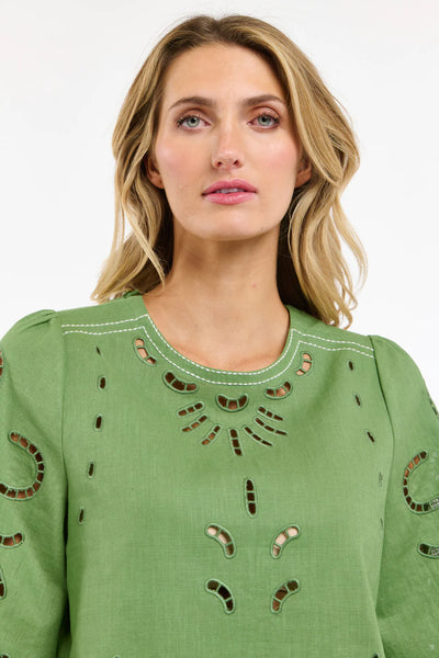 365 Days - Annie embroidered Top - 3DT9436 Kelly Green