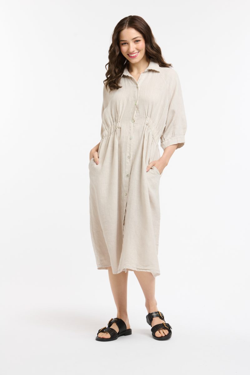 Urban Luxury - Linen Dress Beige - ULL18227 beige