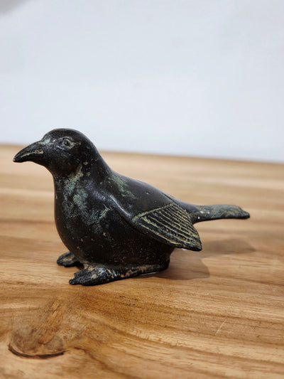 Srikandi - Brass Bird sitting - Antique Green
