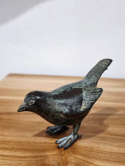 Srikandi - Brass Bird standing - Antique Green