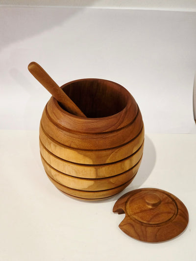 Teak Honey Pot & Server
