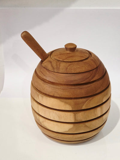 Teak Honey Pot & Server