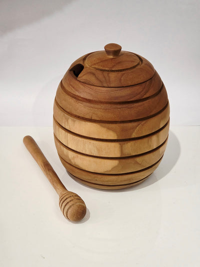Teak Honey Pot & Server