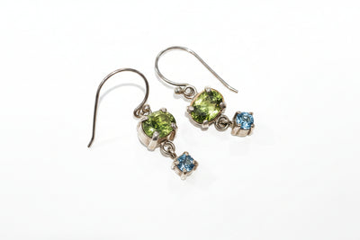 M&H - Drop Stone Earrings - Green & Blue