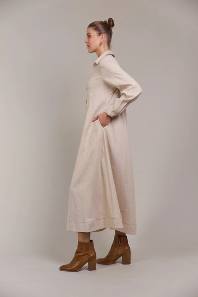 Eb & Ive - Laax Shirt Dress - Ecru Size L ONLY