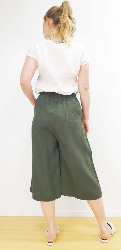 JJ Sisters - Pants - Linen Wide - Dark Green