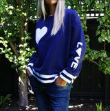 Who s Charlie - Sweater - heart - Navy - Xo