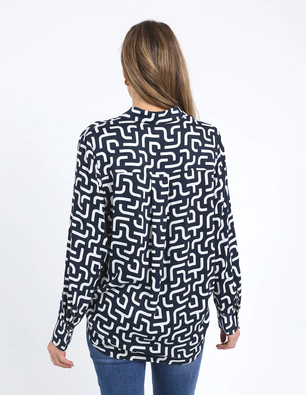 Elm - Gemma Geo Shirt - Navy Geo Print - 8158033Navy