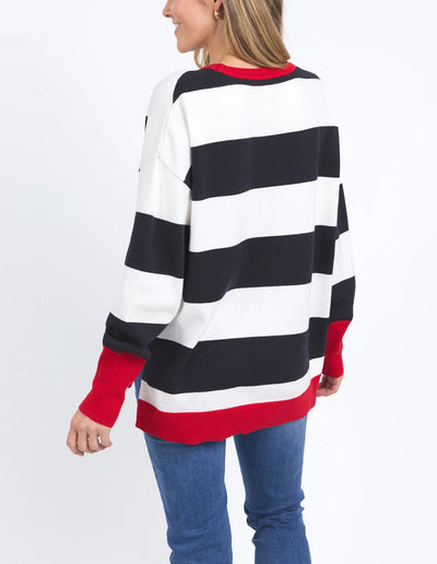Elm - Elvie Stripe Knit - Navy -8158038.Navy