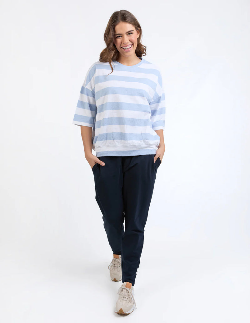 Elm - Mazie Block Stripe Sweat - Skye blue White - 81X4398SKY