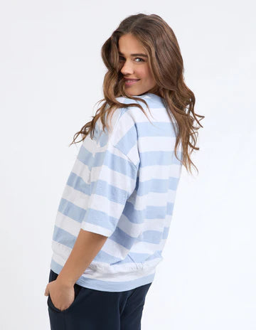Elm - Mazie Block Stripe Sweat - Skye blue White - 81X4398SKY