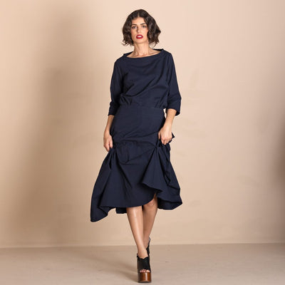 Megan Salmon - Tabinet Origami Skirt - Navy