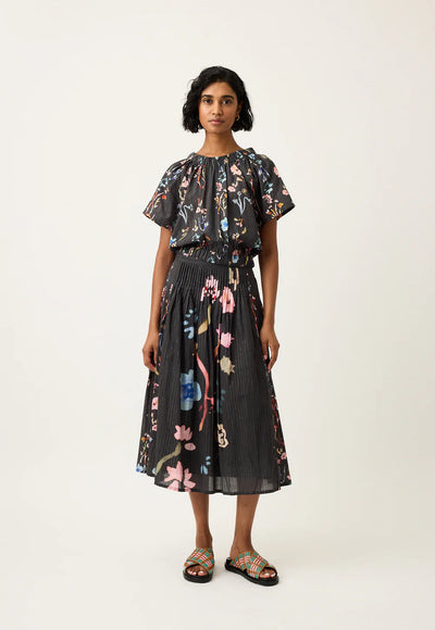 Nancybird - Alma Yoke Skirt - Watercolour Charcoal - S26-A47CH