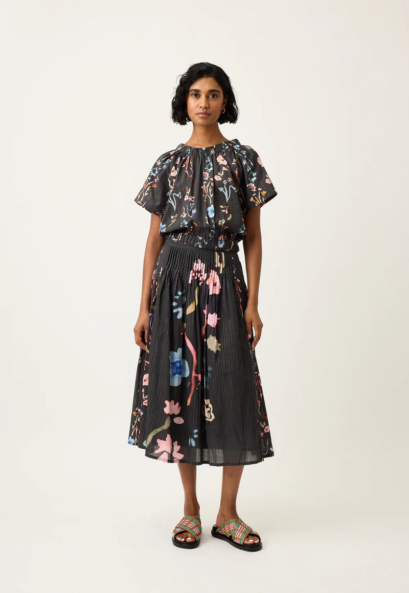 Nancybird - Alma Yoke Skirt - Watercolour Charcoal - S26-A47CH