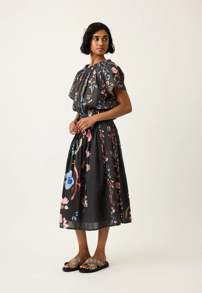 Nancybird - Alma Yoke Skirt - Watercolour Charcoal - S26-A47CH