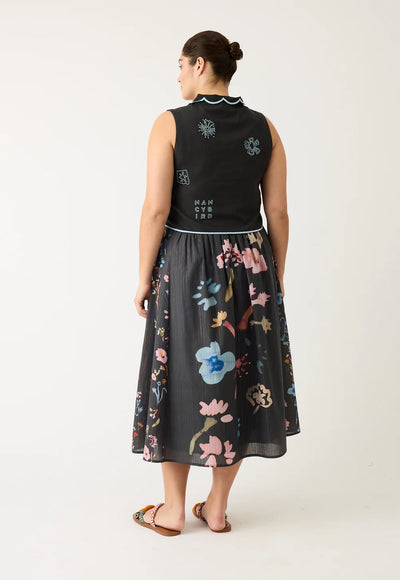 Nancybird - Alma Yoke Skirt - Watercolour Charcoal - S26-A47CH
