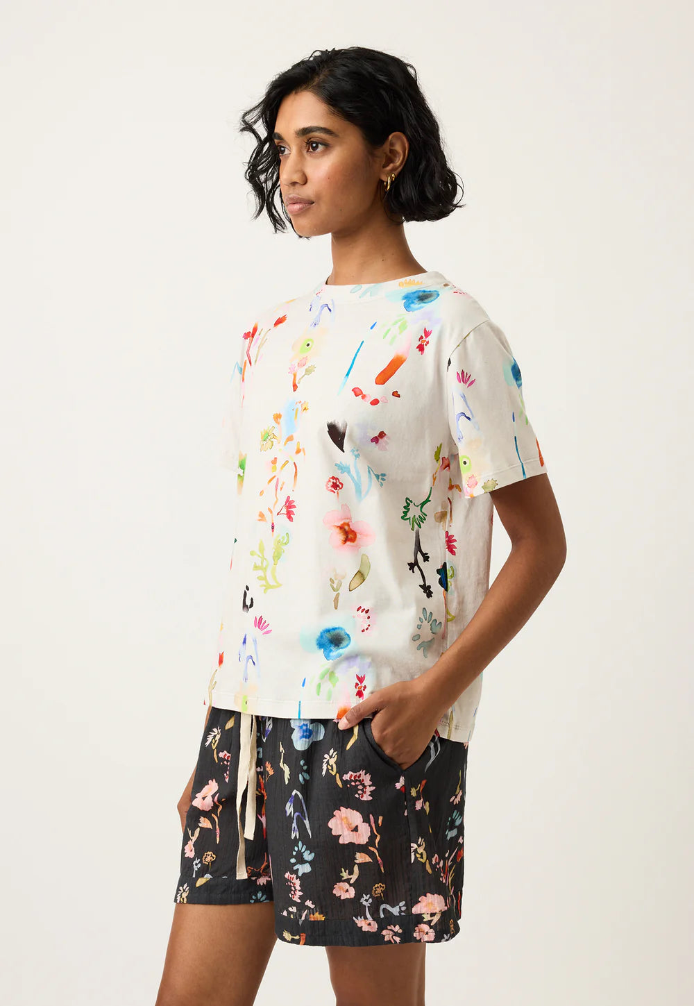 Nancybird - Apollo Tee - Watercolour Cream - S26-A36CR
