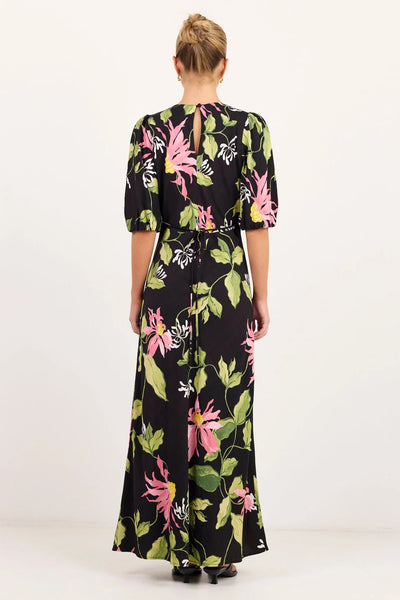Among The Brace - Amora Bias Maxi Dress - Black Floral