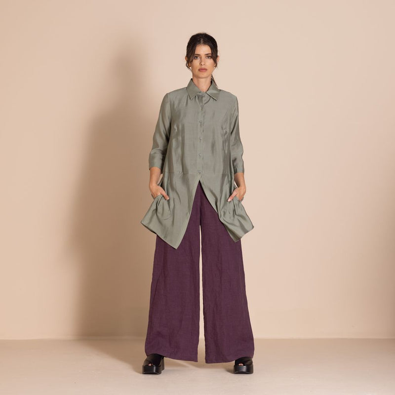 Megan Salmon - Bamboo Envelop Shirt - Sage - M6617