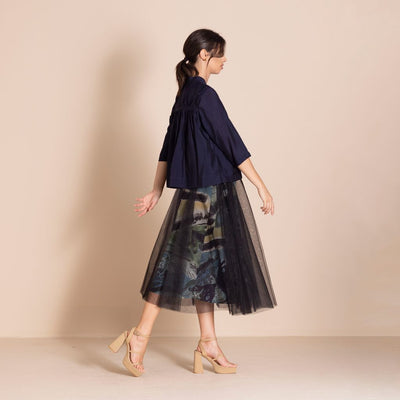 Megan Salmon - Bamboo Manchuria Shirt - Navy - M6616