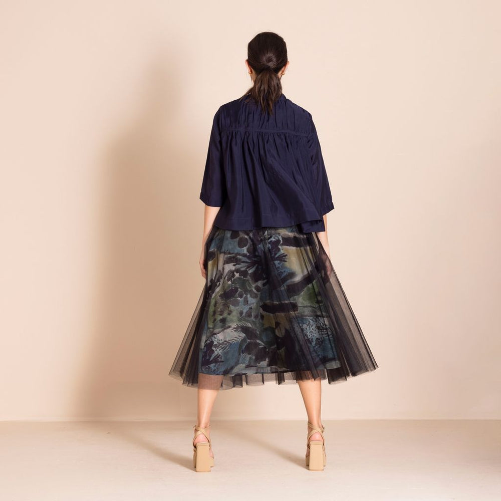 Megan Salmon - Bamboo Manchuria Shirt - Navy - M6616