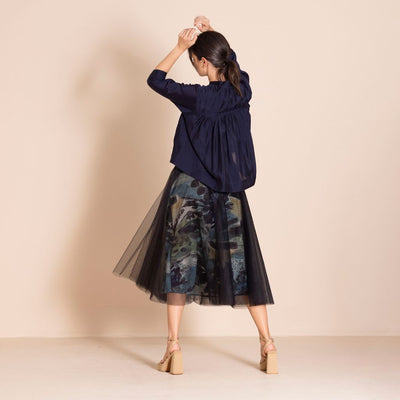 Megan Salmon - Bamboo Manchuria Shirt - Navy - M6616