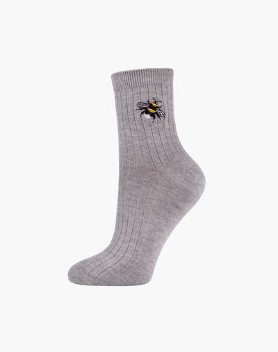 Bamboozld Quarter Crew Bee Sock - Grey