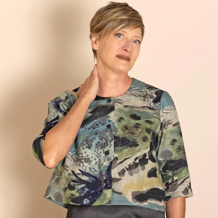 Megan Salmon - Linen Birdie Jacket - Park Life - M5010
