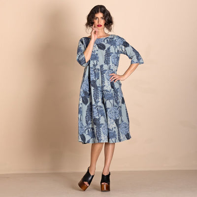 Megan Salmon - Blue Annuals Molly Dress