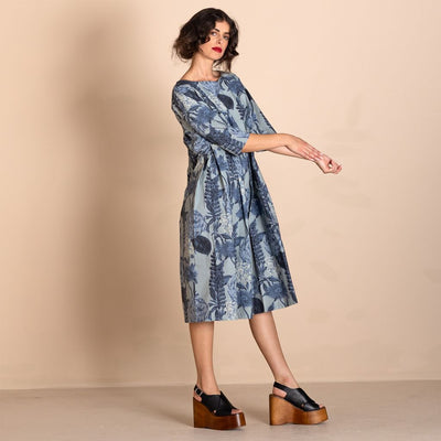 Megan Salmon - Blue Annuals Molly Dress