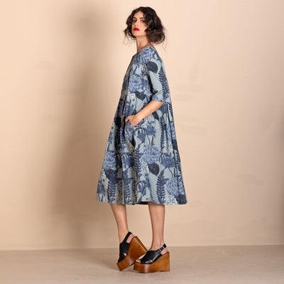 Megan Salmon - Blue Annuals Molly Dress