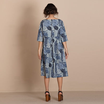 Megan Salmon - Blue Annuals Molly Dress