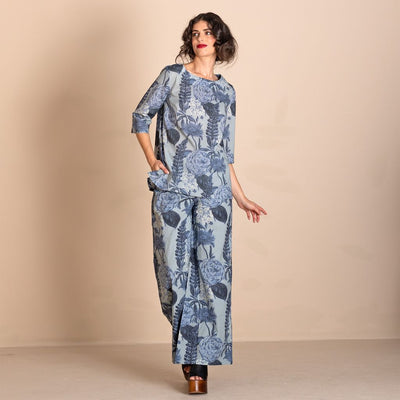 Megan Salmon -Blue Annuals Tee Top
