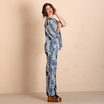 Megan Salmon -Blue Annuals Tee Top