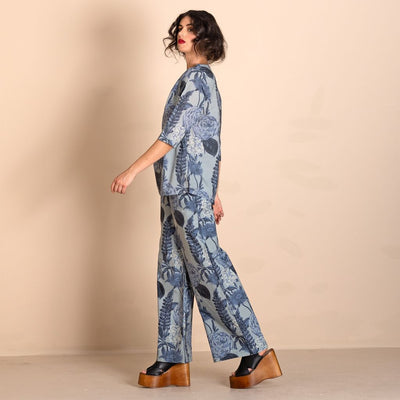 Megan Salmon -Blue Annuals Tee Top