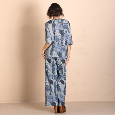 Megan Salmon -Blue Annuals Tee Top