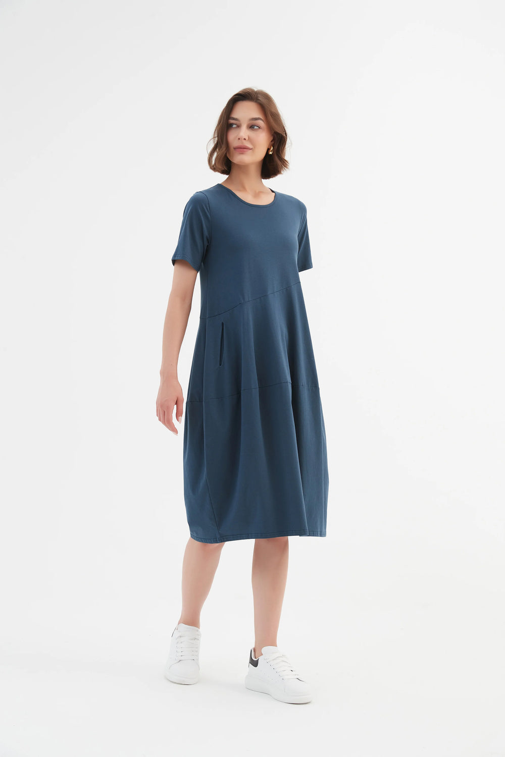 Tirelli - Diagonal Seam Dress - Deep Teal