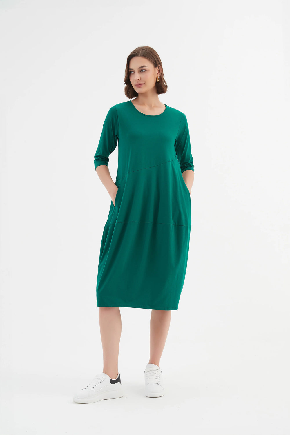 Tirelli - Diagonal Seam Dress - Emerald