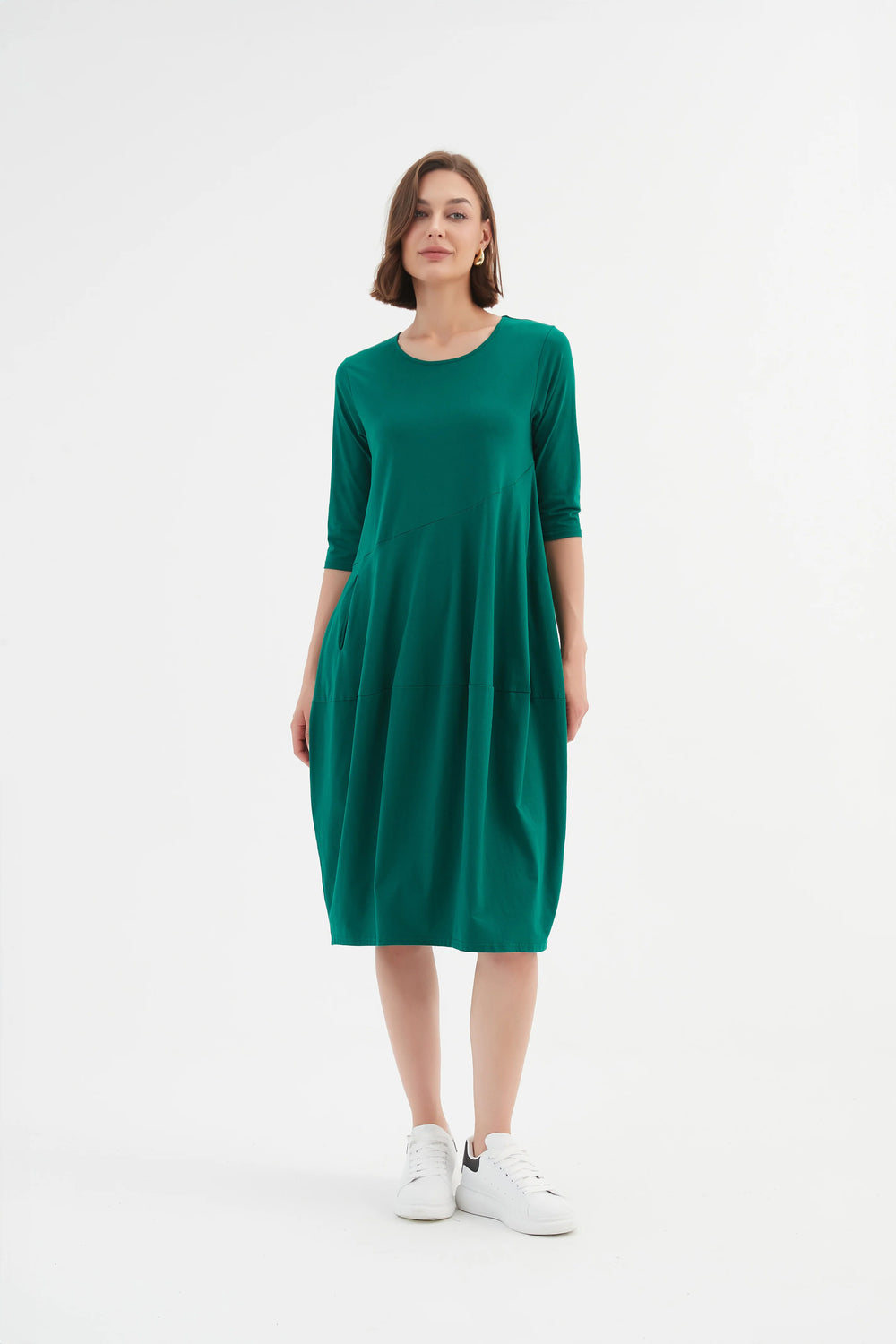 Tirelli - Diagonal Seam Dress - Emerald