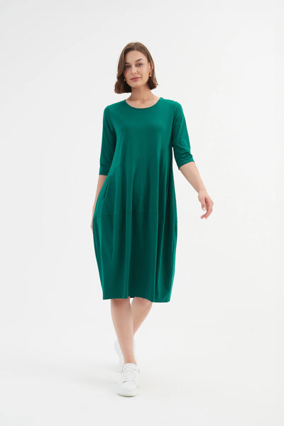 Tirelli - Diagonal Seam Dress - Emerald