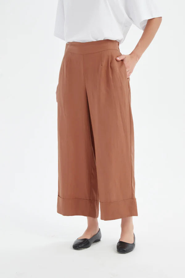 Tirelli - Wide Leg Linen Pant - 24P3526 Cedar