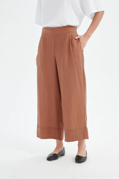 Tirelli - Wide Leg Linen Pant - 24P3526 Cedar