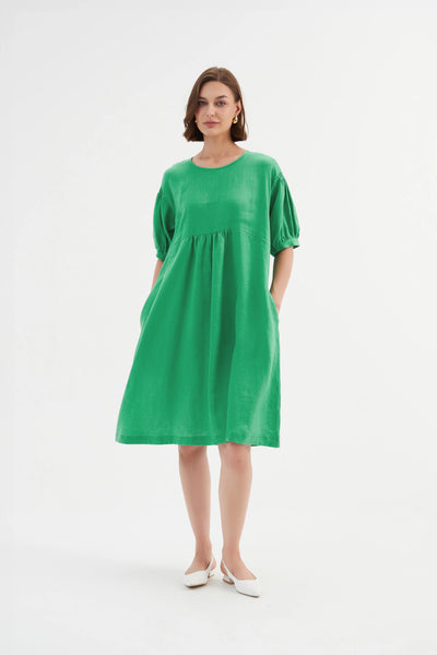 Tirelli - Dress - Bishop Sleeve Shirring - Cool Green