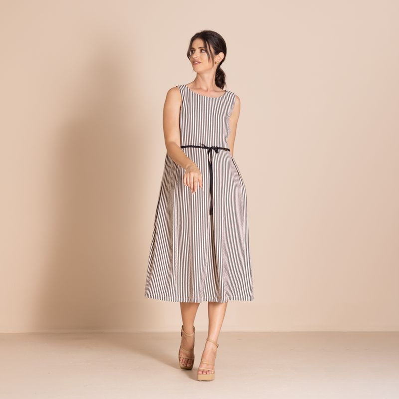 Megan Salmon - Candy Stripe Molly Slip - Black - M8825
