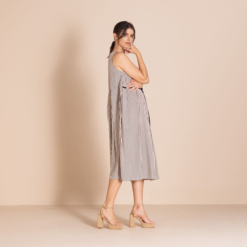 Megan Salmon - Candy Stripe Molly Slip - Black - M8825