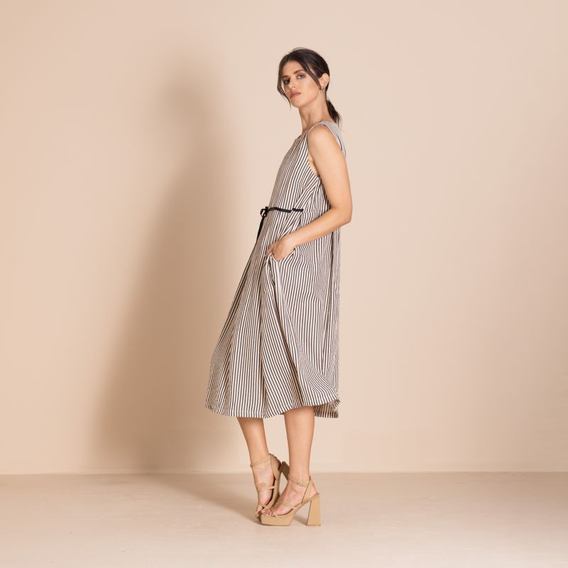 Megan Salmon - Candy Stripe Molly Slip - Black - M8825