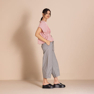 Megan Salmon - Candy Stripe Tableau Top - Red - M6645