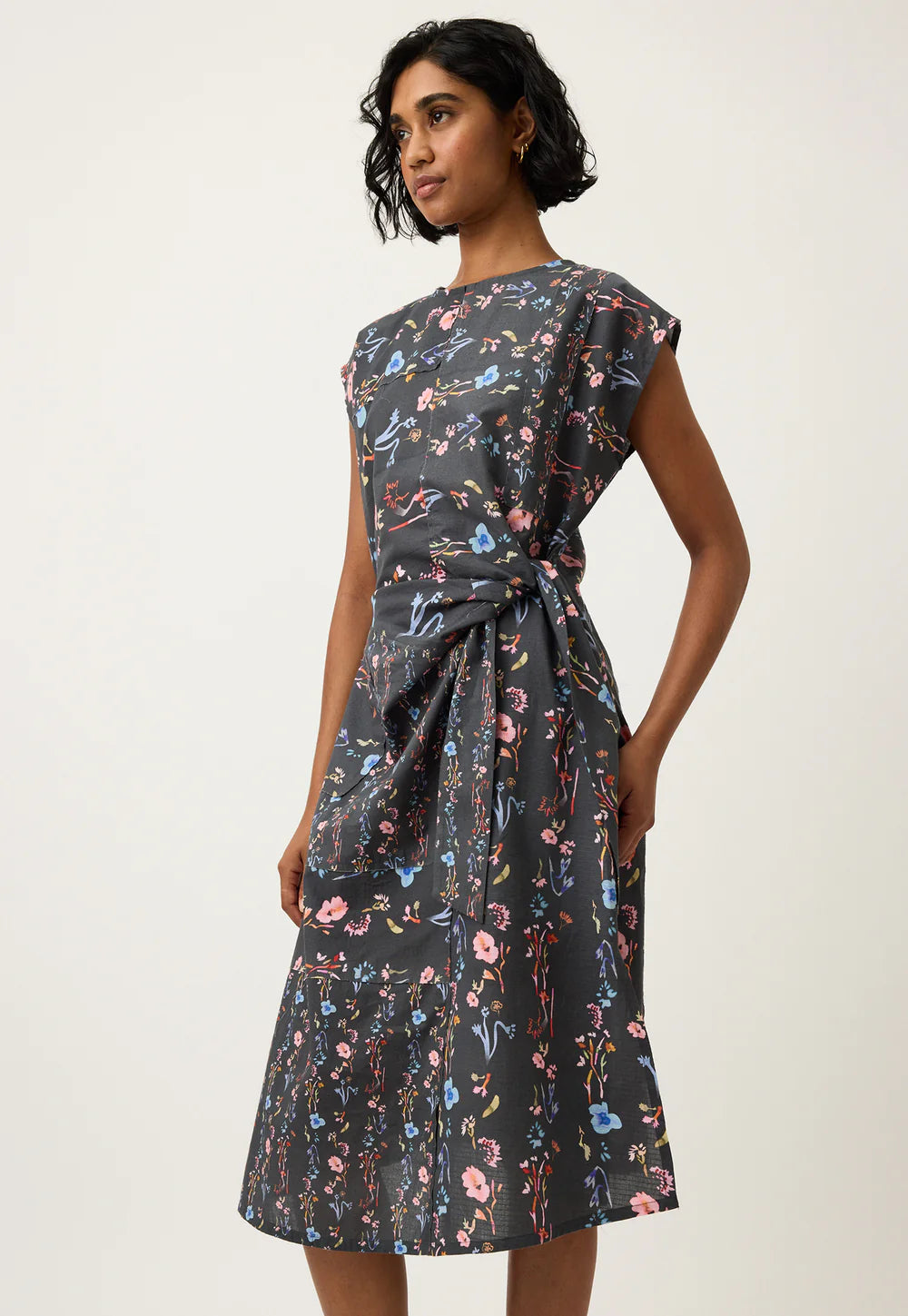 Nancybird - Casey Dress - Watercolour Charcoal - S26-A37CH