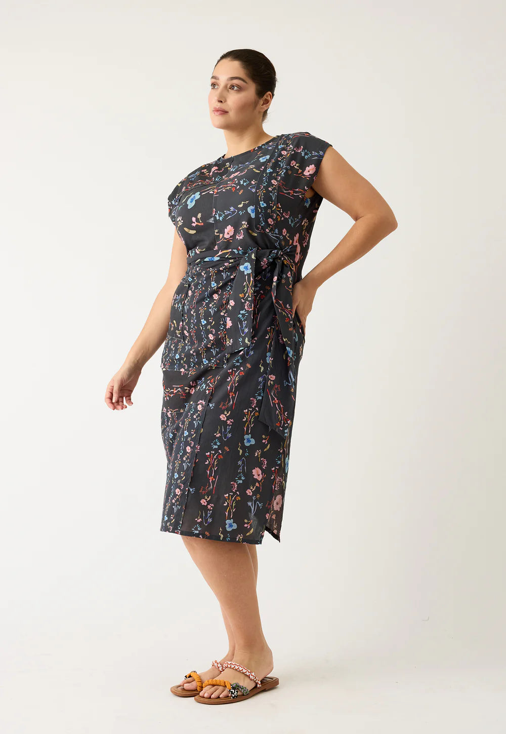 Nancybird - Casey Dress - Watercolour Charcoal - S26-A37CH