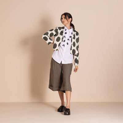 Megan Salmon - Cinema Tailored Birdie Jacket - Cream/Khaki - M5601